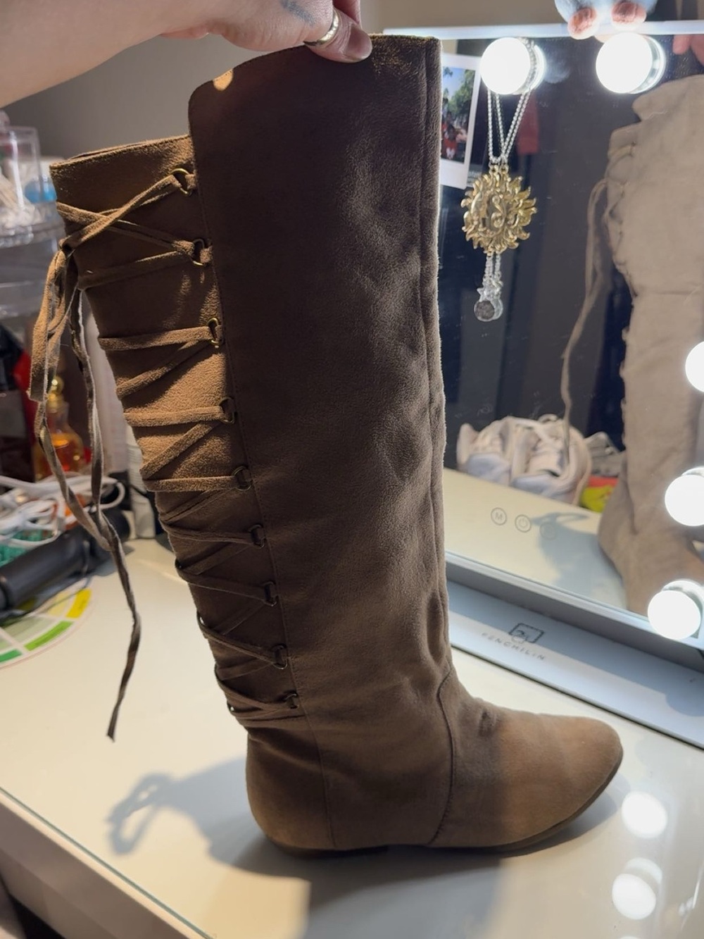 Jessica Simpson Brown Lace-Up Knee-High Boots